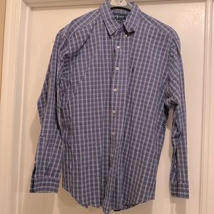 Men’s Ralph Lauren Blue Plaid Long Sleeved Cotton Button Down
